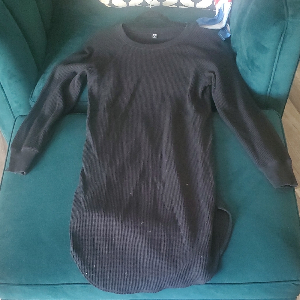 Uniqlo Black Waffle Knit Dress